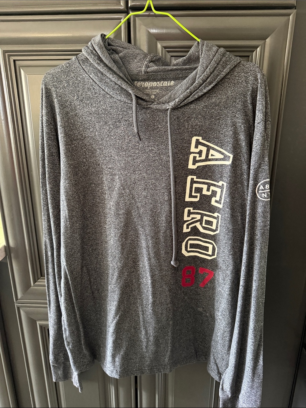 Aeropostale Gray Crewneck Hoodie with Red 87 Accent